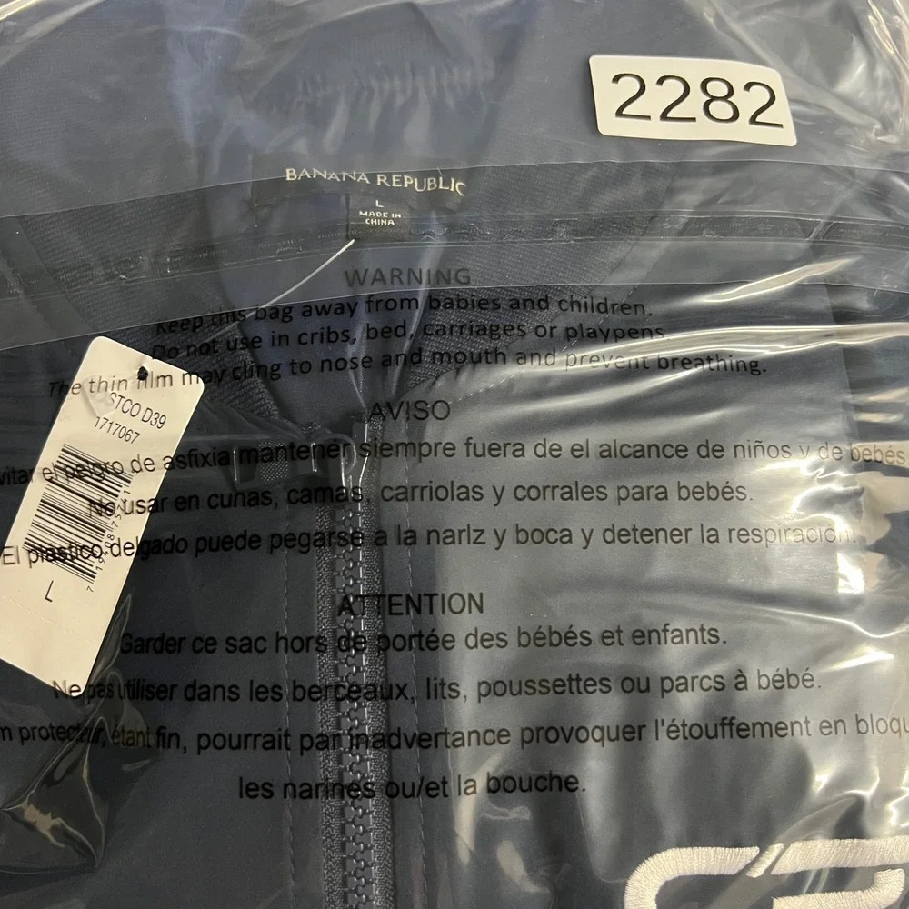 Banana Republic Mens Bomber Jacket Navy Blue CPDI Logo Full Zip Size L NEW